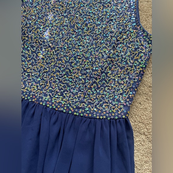 NWT Francesca’s Collection Blue Sleeveless Sequin Mesh Dress Blue size large - Picture 8 of 16
